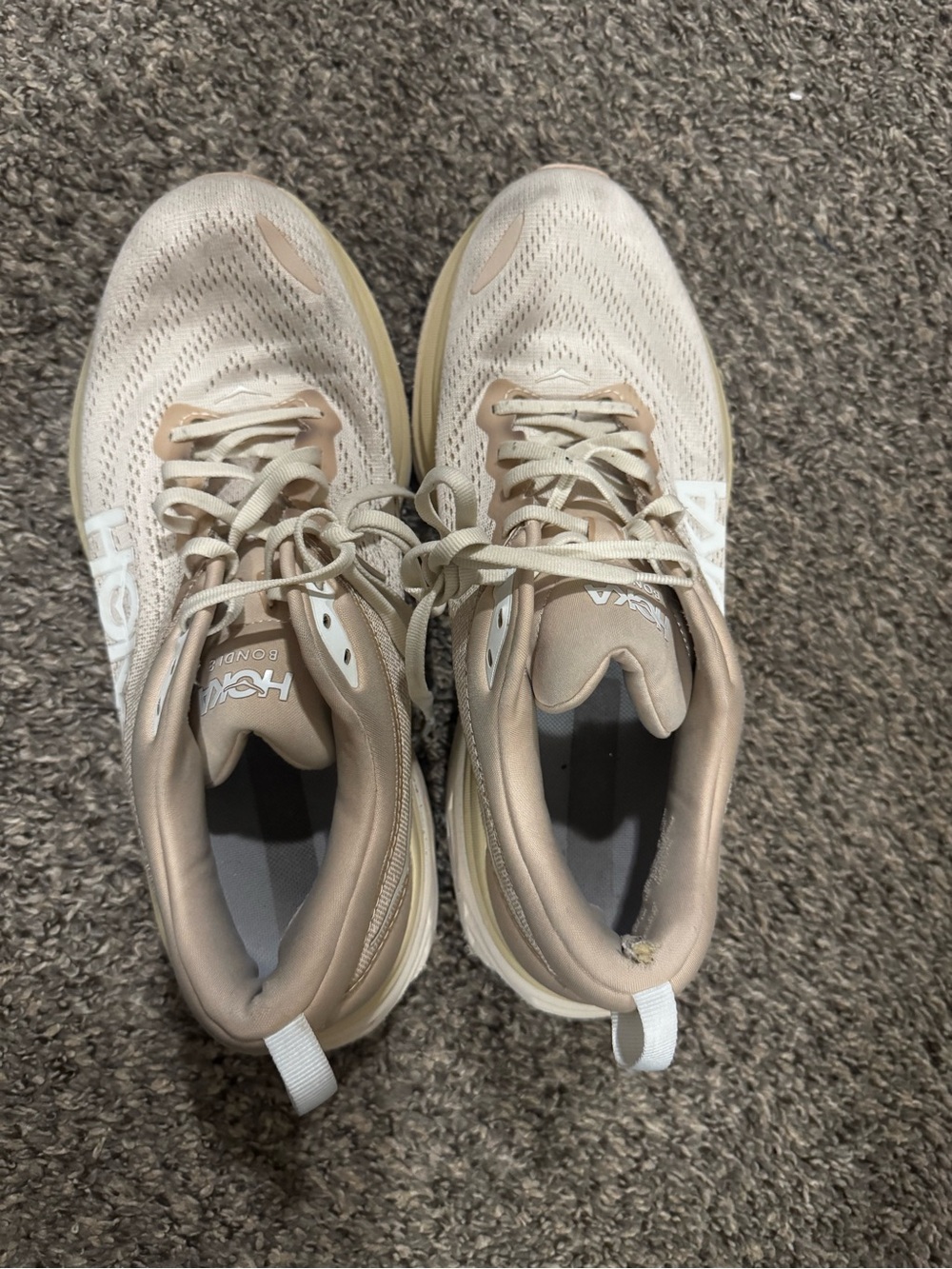 Hoka One One Women's Light Beige Athletic Running Shoes
